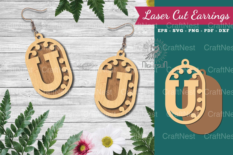 Letter U Laser Cut Earrings Design Bundle - CraftNest - Digital Crafting and Art