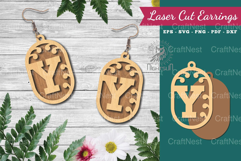 Letter Y Laser Cut Earrings Design Bundle - CraftNest - Digital Crafting and Art