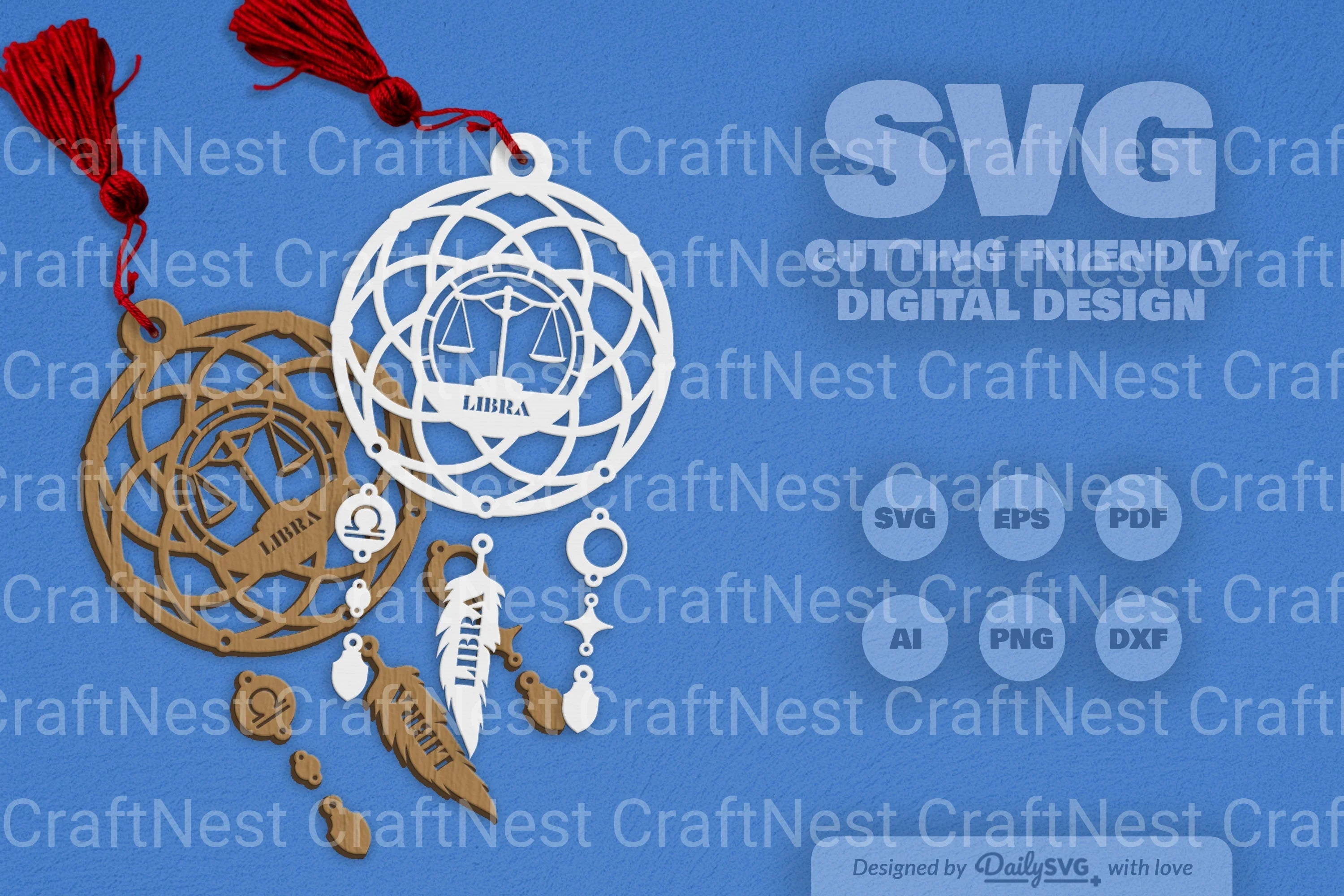 Libra Dream Catcher Laser Cut Clipart Set - CraftNest - Digital Crafting and Art