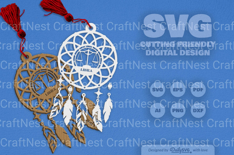 Libra Dream Catcher Laser Cut Clipart Set - CraftNest - Digital Crafting and Art