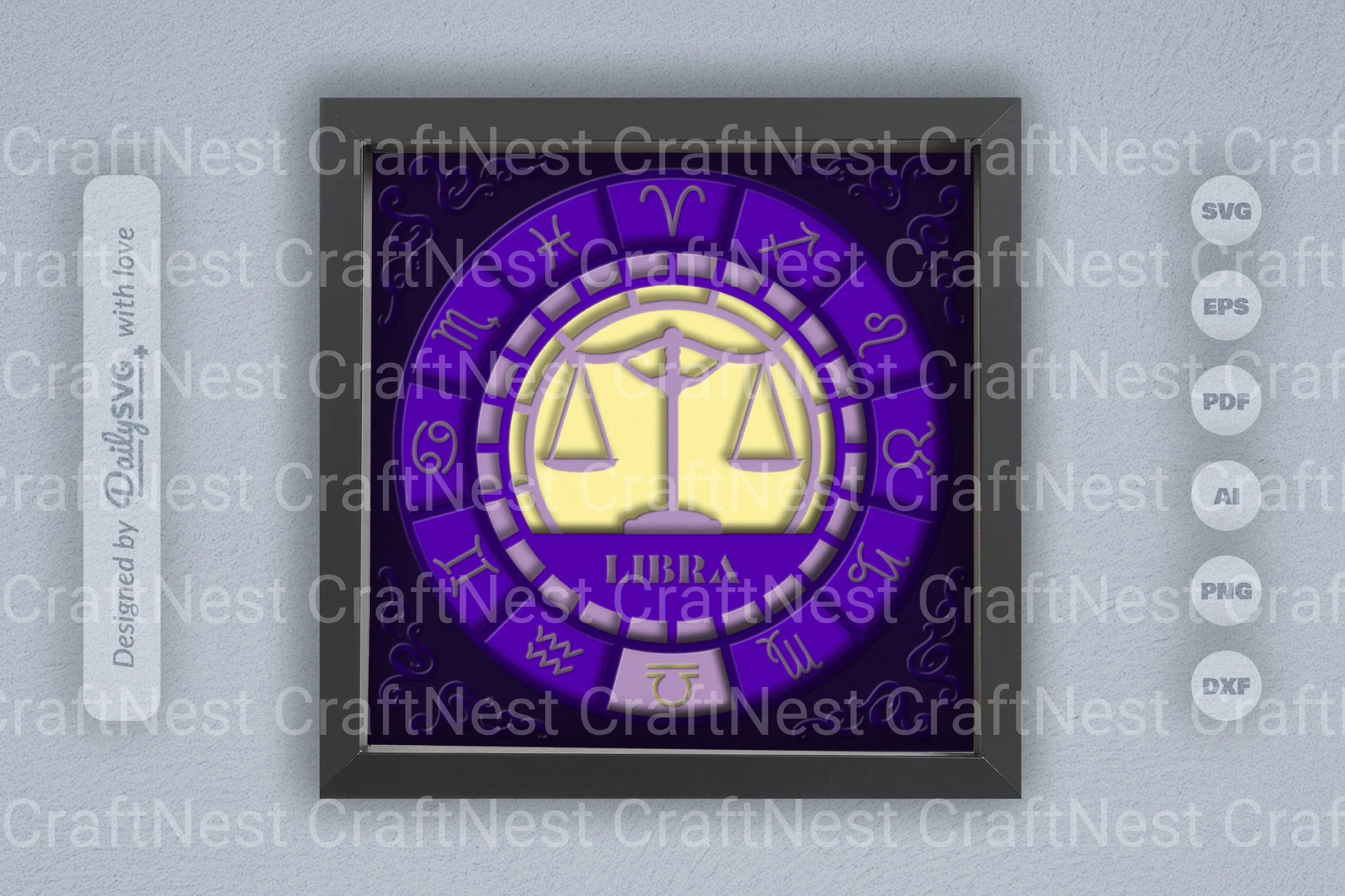 Libra Zodiac 3D Shadow Box Papercut SVG Bundle