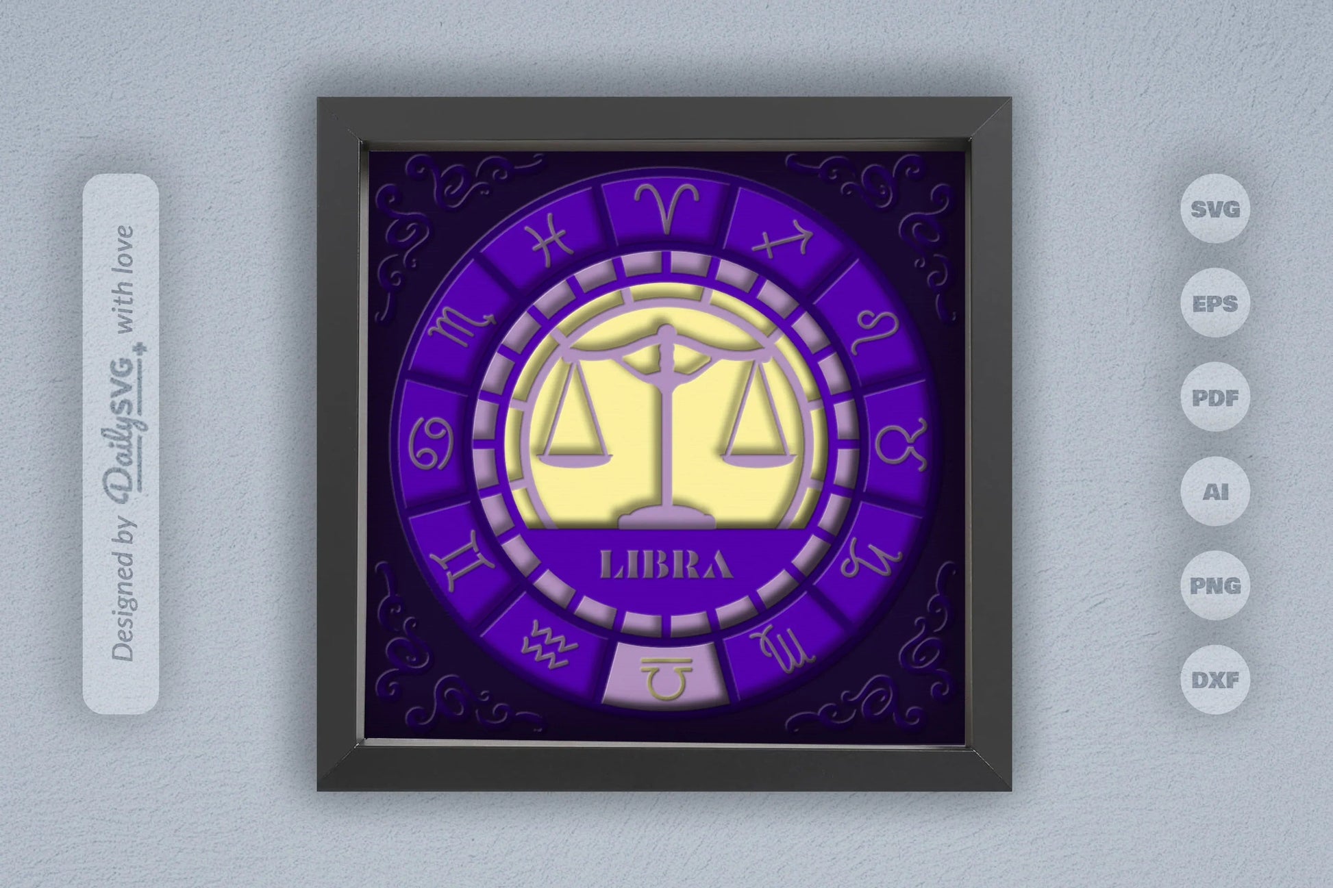 Libra Zodiac 3D Shadow Box Papercut SVG Bundle - CraftNest - Digital Crafting and Art