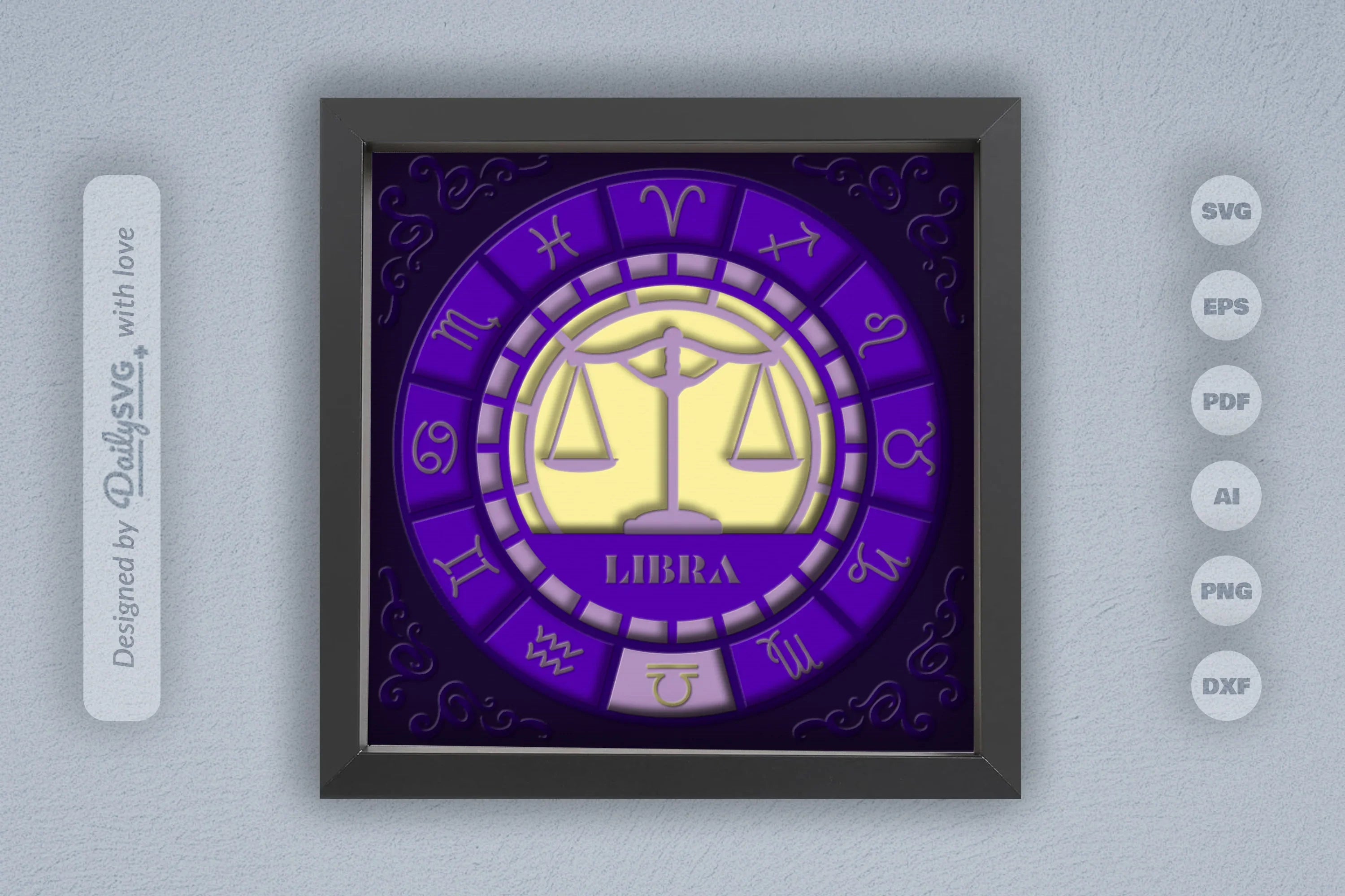 Libra Zodiac 3D Shadow Box Papercut SVG Bundle - CraftNest - Digital Crafting and Art