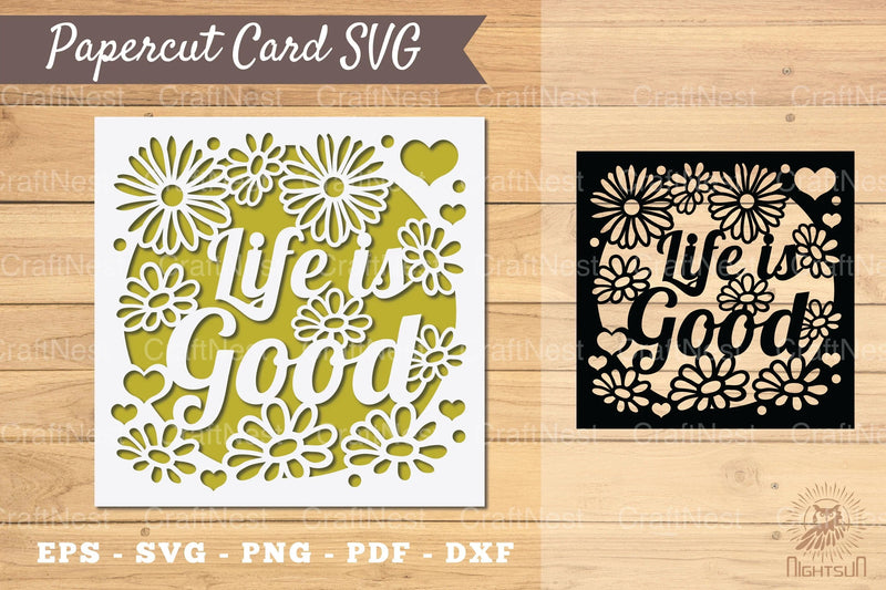 Life is Good Papercut Card SVG Bundle - CraftNest - Digital Crafting and Art