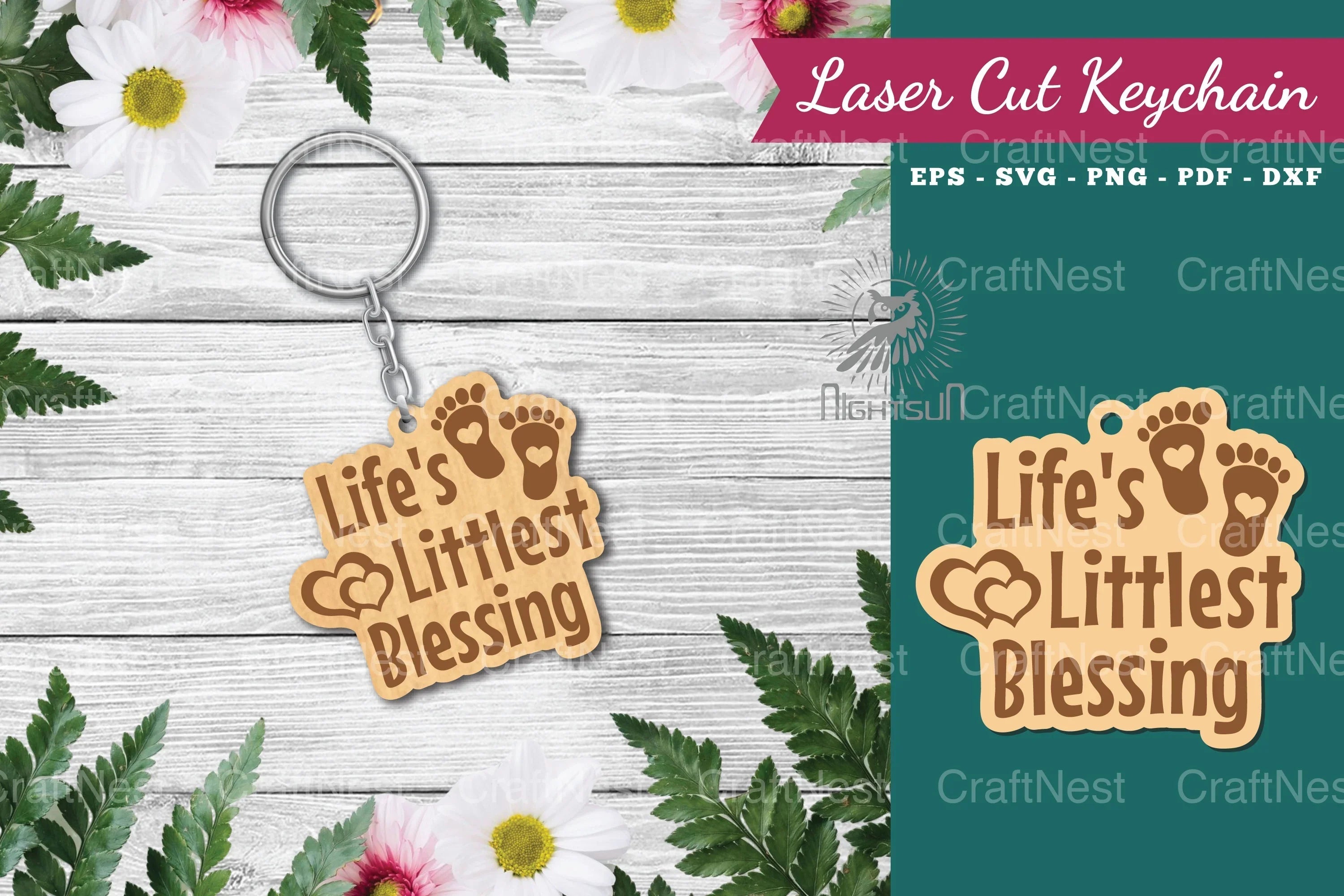 Life's Littlest Blessing Laser Cut Keychain - CraftNest - Digital Crafting and Art