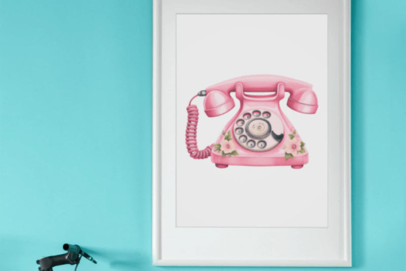 Light Pink Floral Vintage Phone Clipart Bundle - CraftNest - Digital Crafting and Art