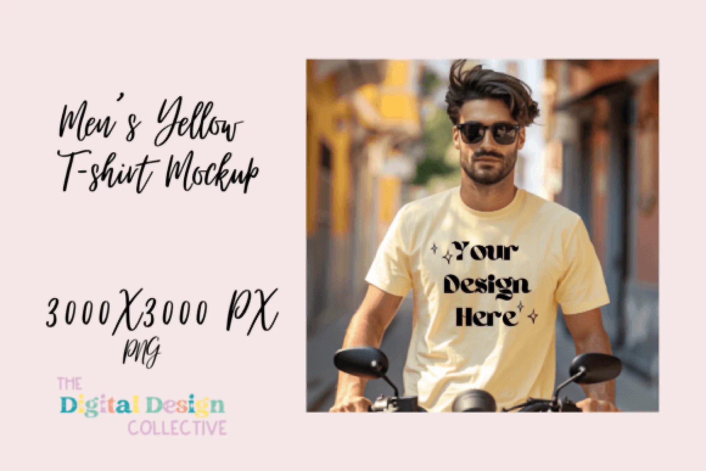 Men's Yellow Bella Canvas 3001 T-Shirt Mockup - CraftNest - Digital Crafting and Art