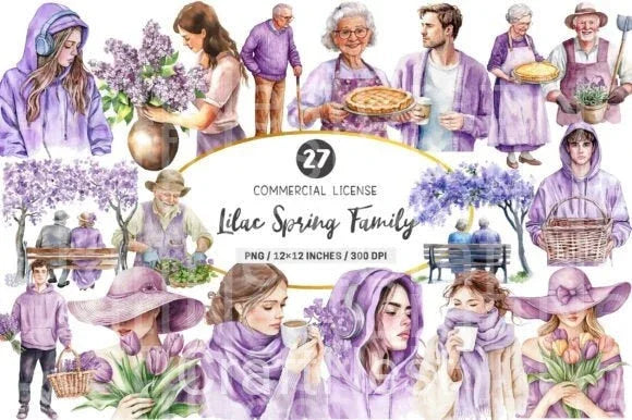 Lilac Spring Family Clipart Bundle - CraftNest - Digital Crafting and Art