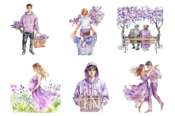 Lilac Spring Family Clipart Bundle - CraftNest - Digital Crafting and Art