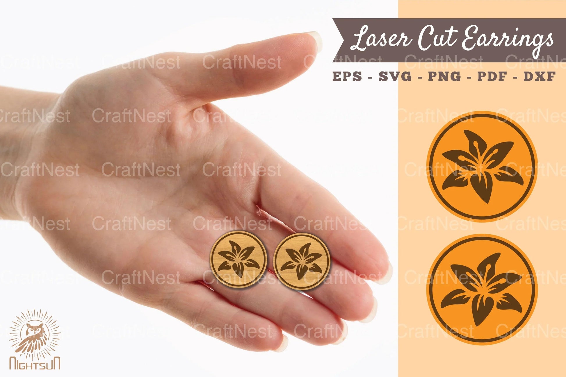 Lily Flower Earrings Laser Cut Clipart Bundle - CraftNest - Digital Crafting and Art