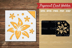 Lily Flower Papercut Card Holder Clipart Bundle - CraftNest - Digital Crafting and Art