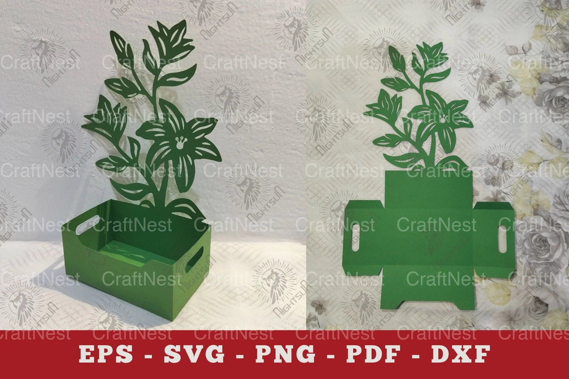 Lily Flowers Box Display Papercut Clipart Bundle - CraftNest - Digital Crafting and Art