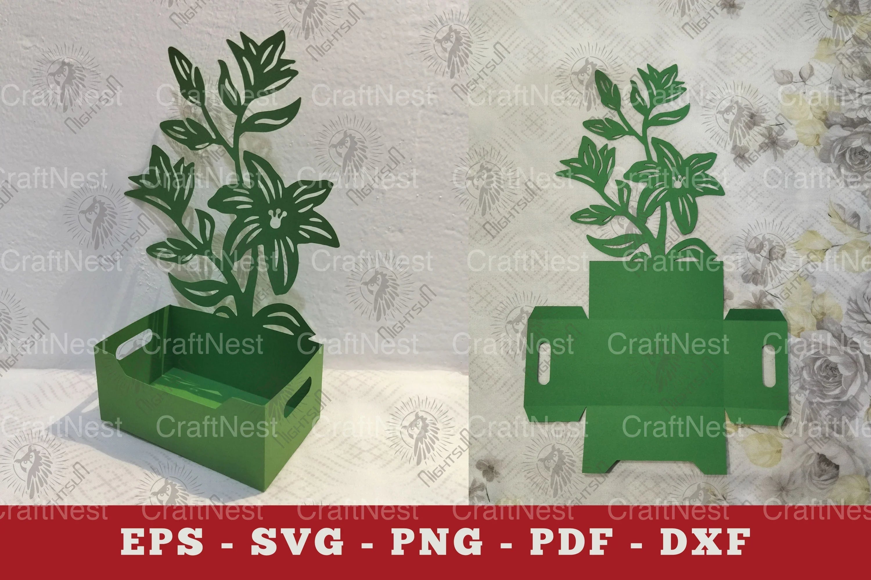 Lily Flowers Box Display Papercut Clipart Bundle - CraftNest - Digital Crafting and Art