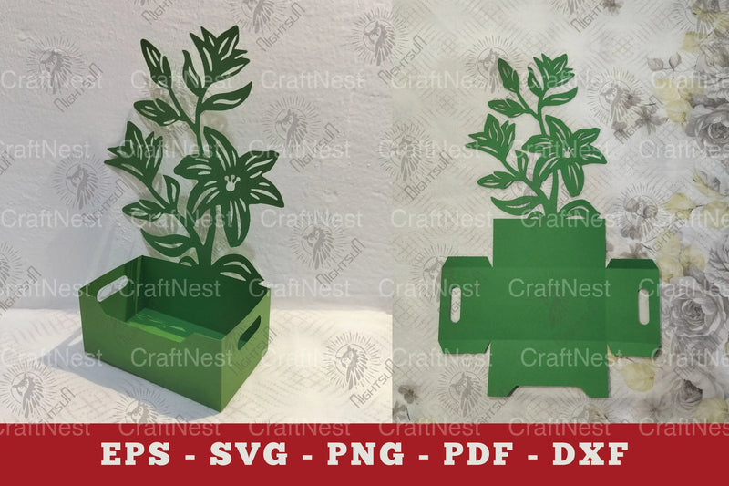 Lily Flowers Box Display Papercut Clipart Bundle - CraftNest - Digital Crafting and Art