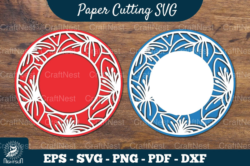 Lily Flowers Papercut Circle Clipart Bundle - CraftNest - Digital Crafting and Art