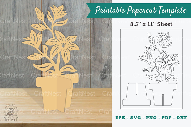 Lily Flowers Printable Cut Template Bundle - CraftNest - Digital Crafting and Art