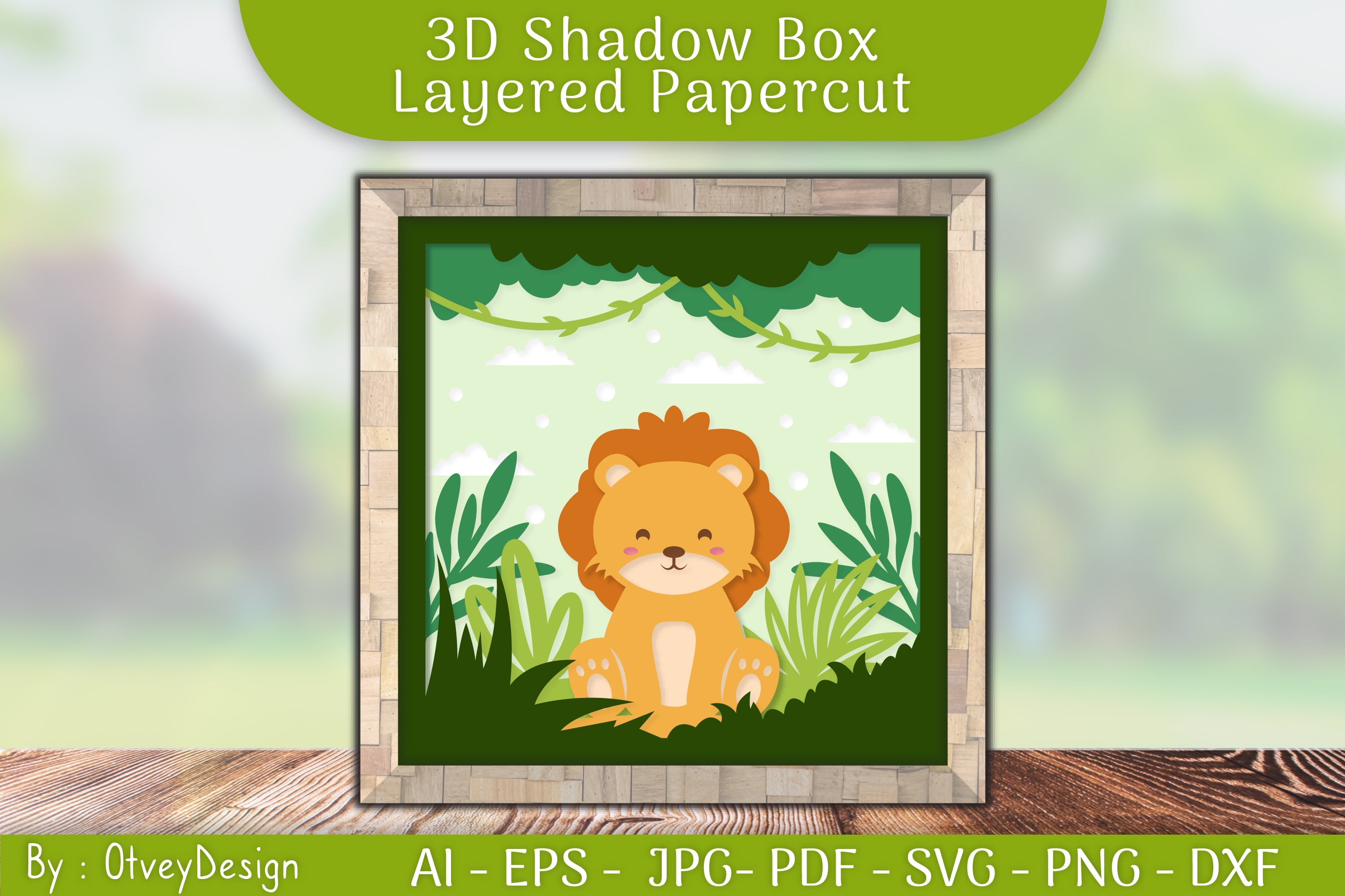 Lion Animals Shadow Box Layered Papercut SVG Bundle