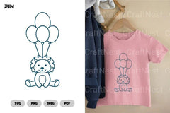 Lion Flying With Balloons Birthday Clipart Bundle - CraftNest - Digital Crafting and Art