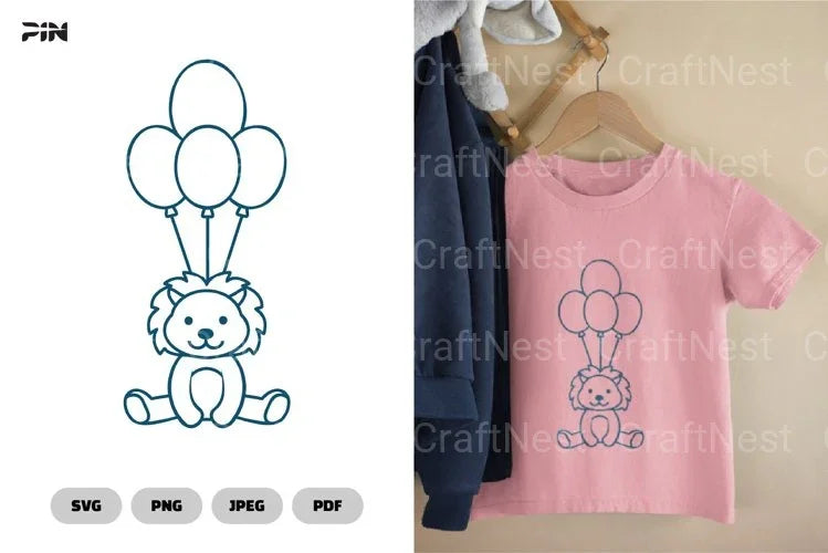 Lion Flying With Balloons Birthday Clipart Bundle - CraftNest - Digital Crafting and Art