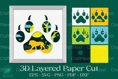 Lion Footprint 3D Layered Papercut Clipart Bundle - CraftNest - Digital Crafting and Art