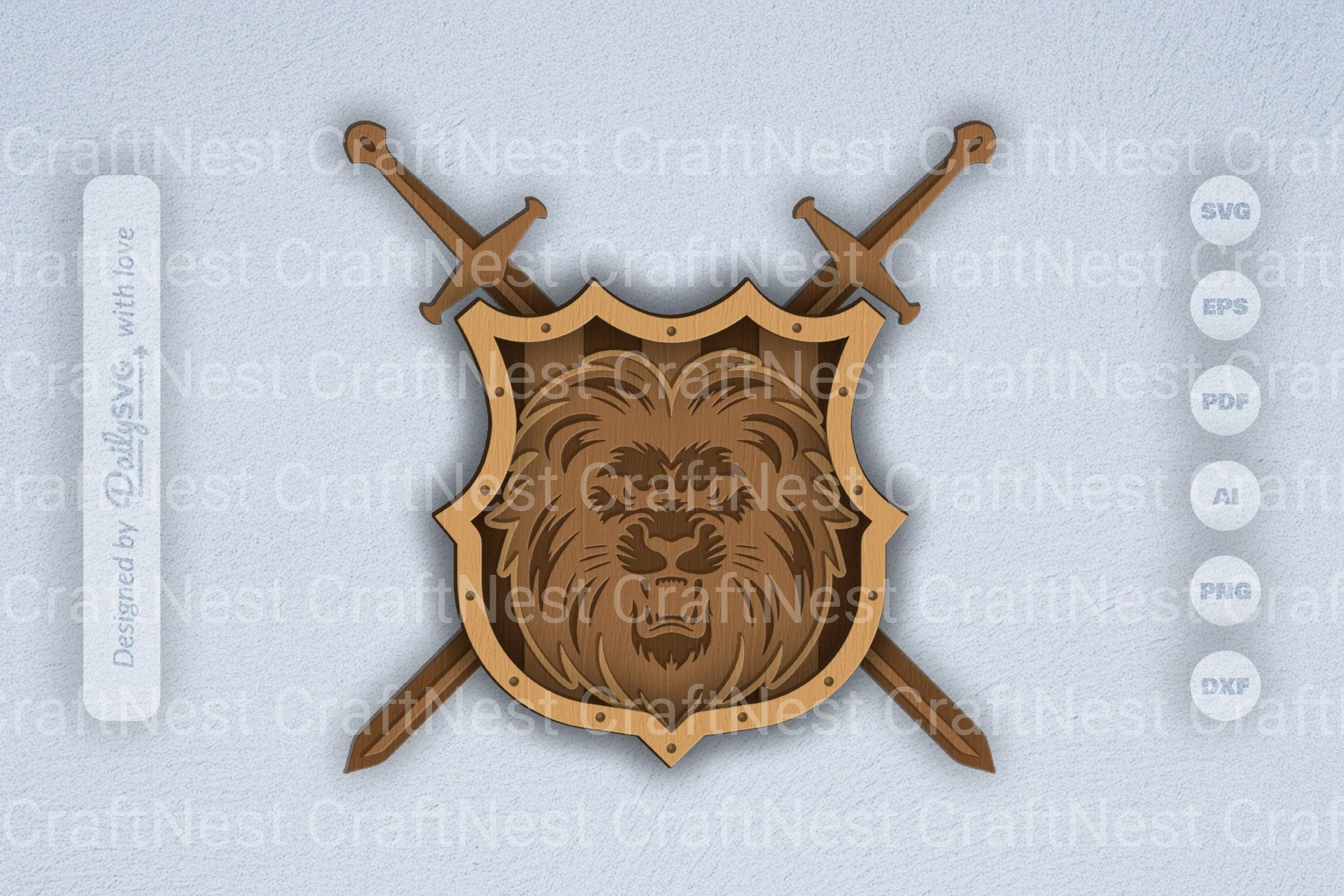 Lion Shield Laser Cut SVG Bundle
