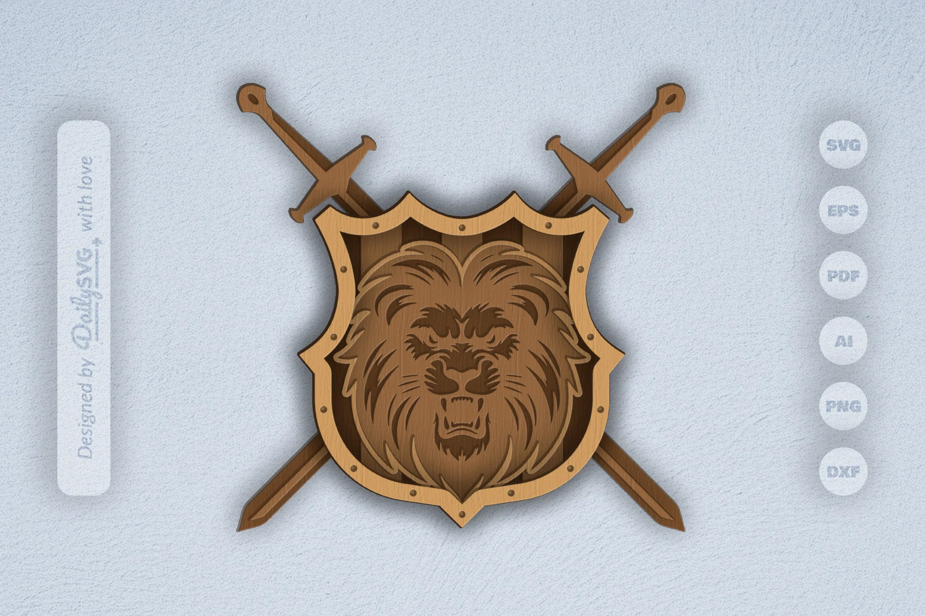 Lion Shield Laser Cut SVG Bundle - CraftNest - Digital Crafting and Art