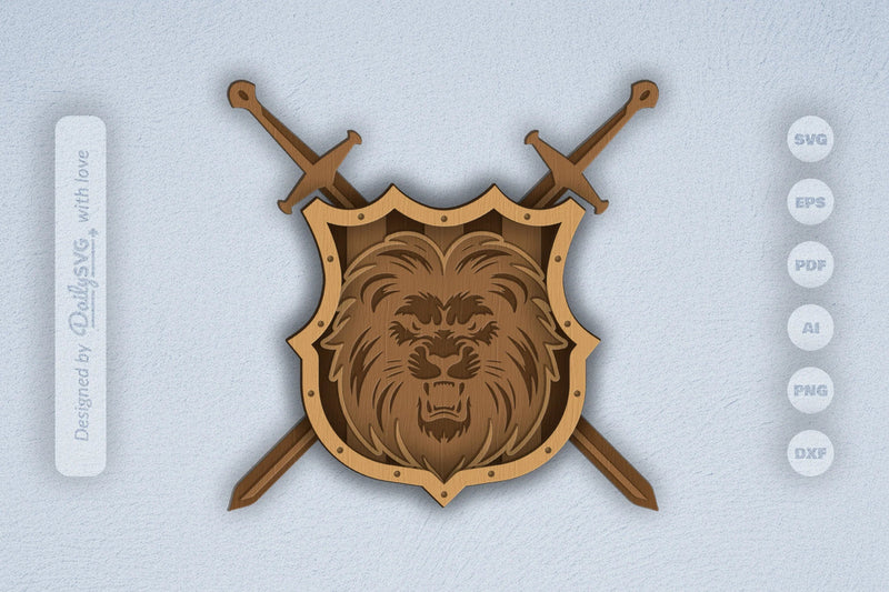 Lion Shield Laser Cut SVG Bundle - CraftNest - Digital Crafting and Art