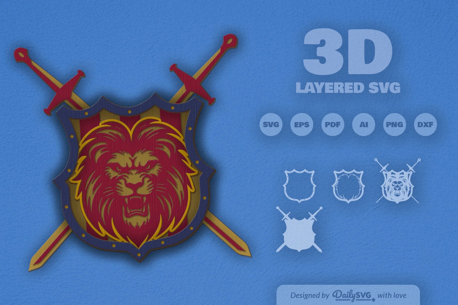 Lion Shield Laser Cut SVG Bundle - CraftNest - Digital Crafting and Art