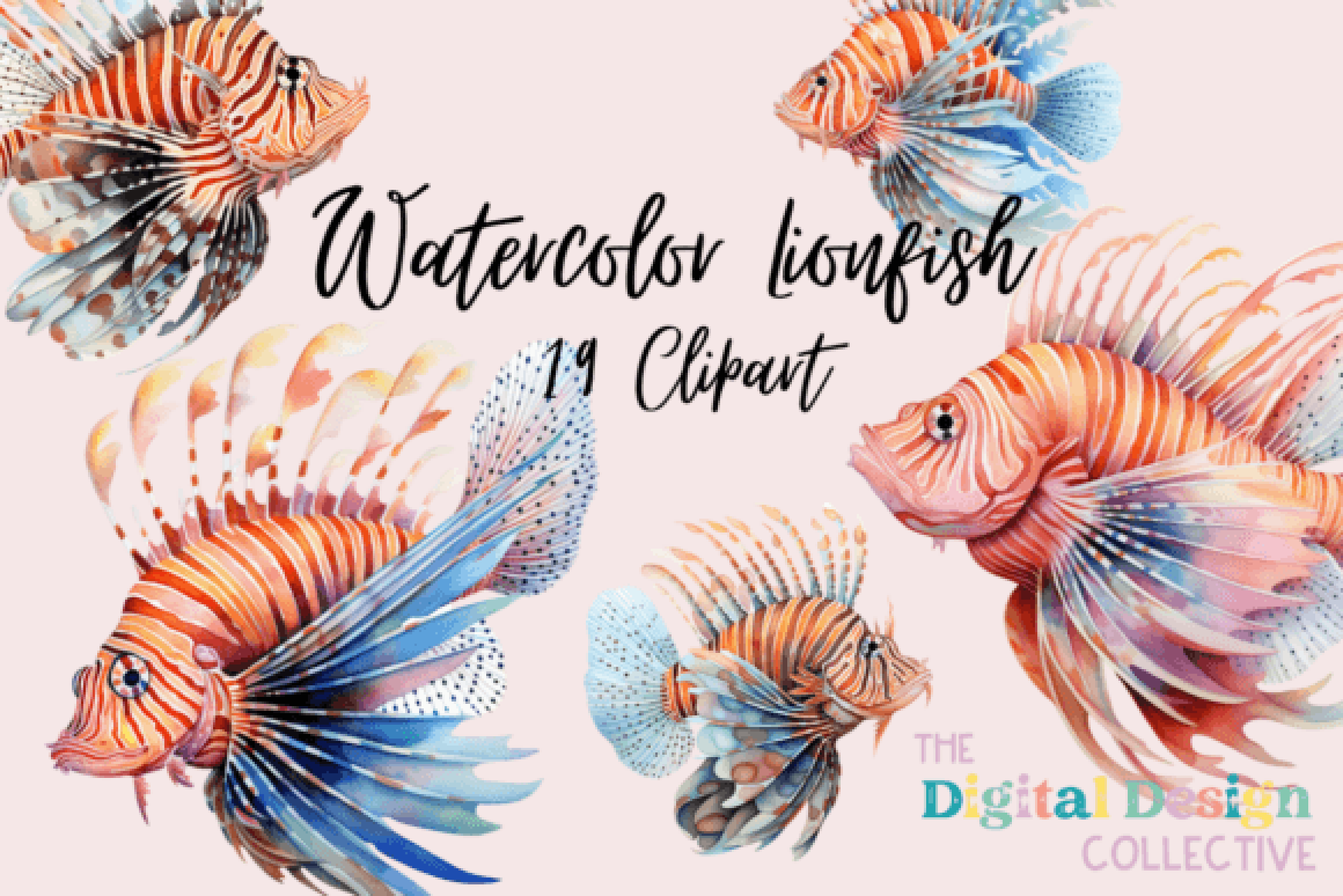 Vibrant Lionfish Ocean Clipart Bundle