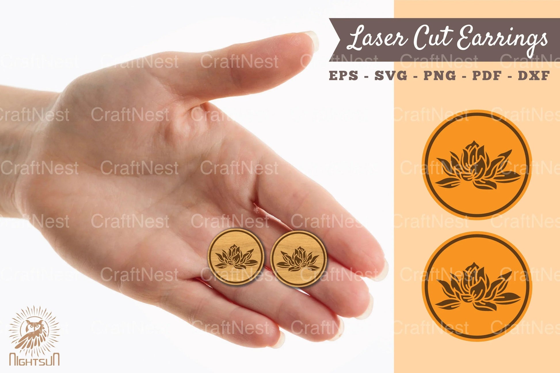 Lotus Flower Earrings Laser Cut Design Bundle - CraftNest - Digital Crafting and Art