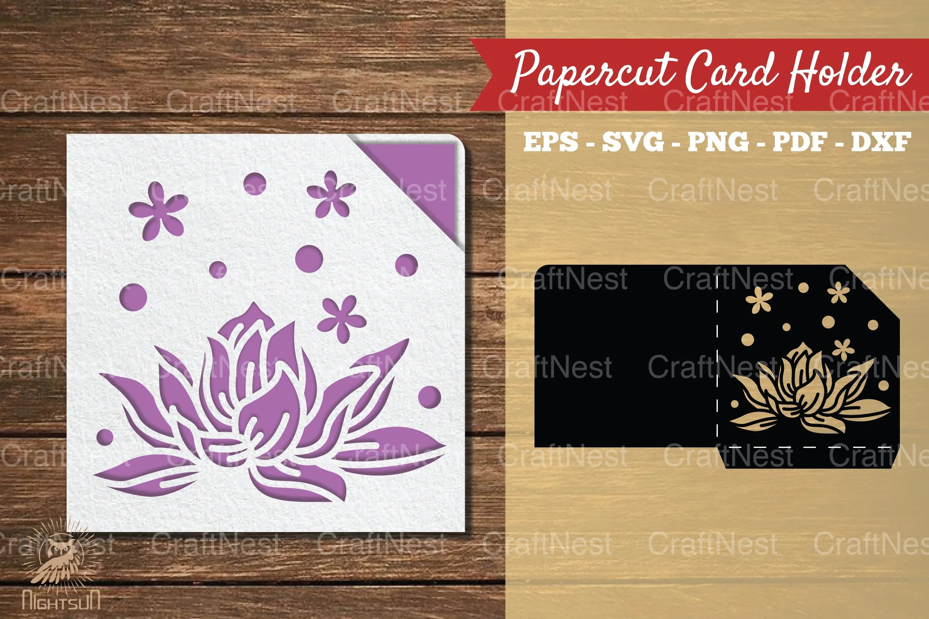 Lotus Flower Papercut Card Holder Clipart Bundle - CraftNest - Digital Crafting and Art