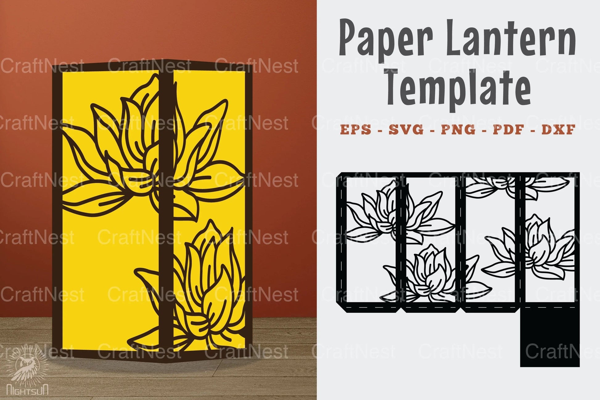 Lotus Flower Papercut Lantern Template Bundle - CraftNest - Digital Crafting and Art
