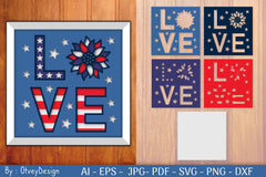 Love Sunflower USA Shadow Box Layered Papercut SVG Bundle - CraftNest - Digital Crafting and Art