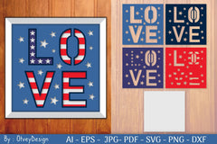 Love USA Shadow Box Layered Papercut SVG Bundle - CraftNest - Digital Crafting and Art