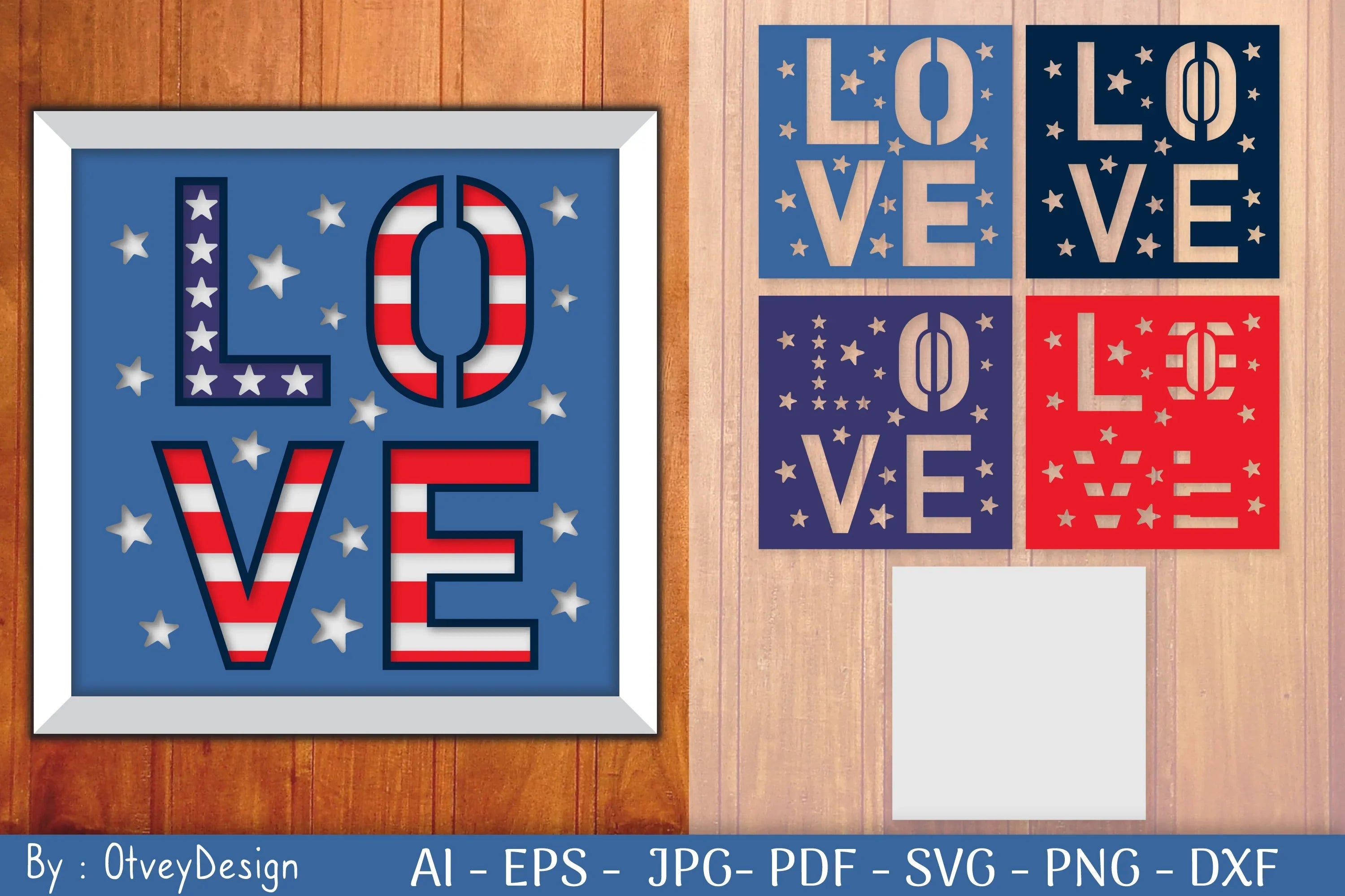 Love USA Shadow Box Layered Papercut SVG Bundle - CraftNest - Digital Crafting and Art