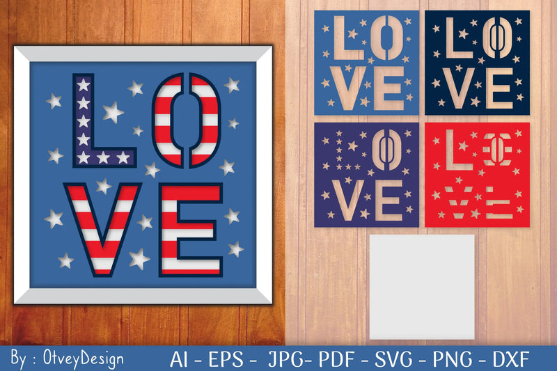 Love USA Shadow Box Layered Papercut SVG Bundle - CraftNest - Digital Crafting and Art