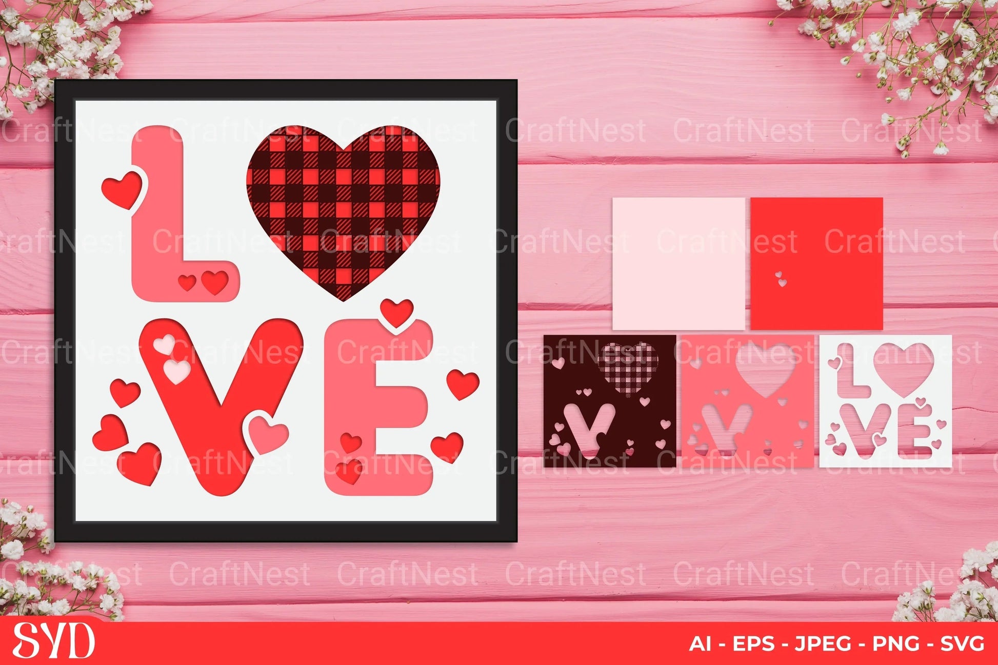 Love 3D Layered Papercut SVG Bundle - CraftNest - Digital Crafting and Art