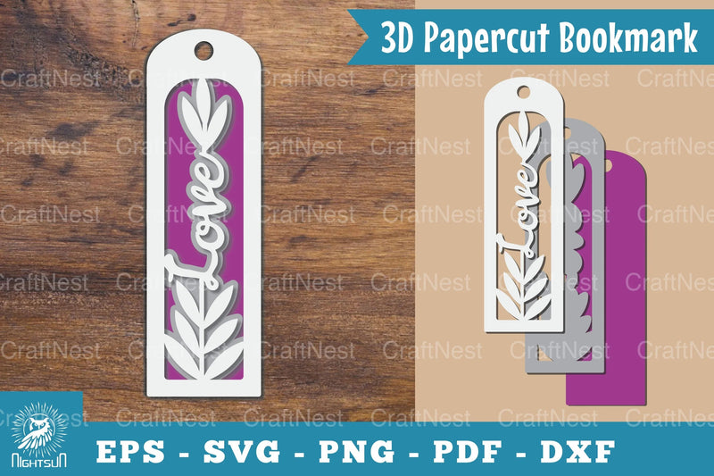 Love 3D Papercut Bookmark Clipart Bundle - CraftNest - Digital Crafting and Art