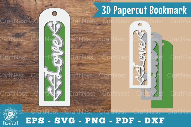 Love 3D Papercut Bookmark Clipart Bundle - CraftNest - Digital Crafting and Art