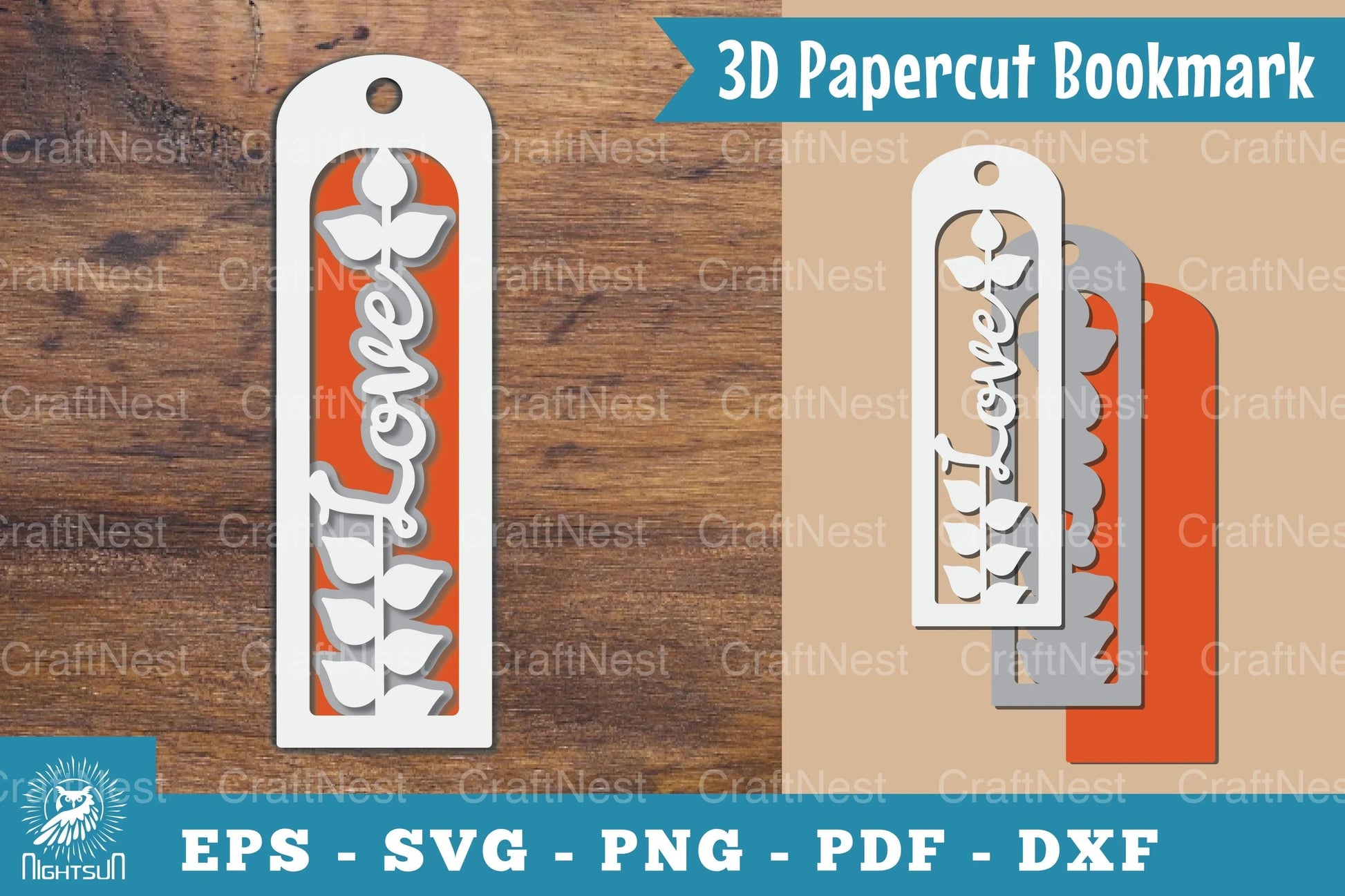Love 3D Papercut Bookmark Clipart Bundle - CraftNest - Digital Crafting and Art
