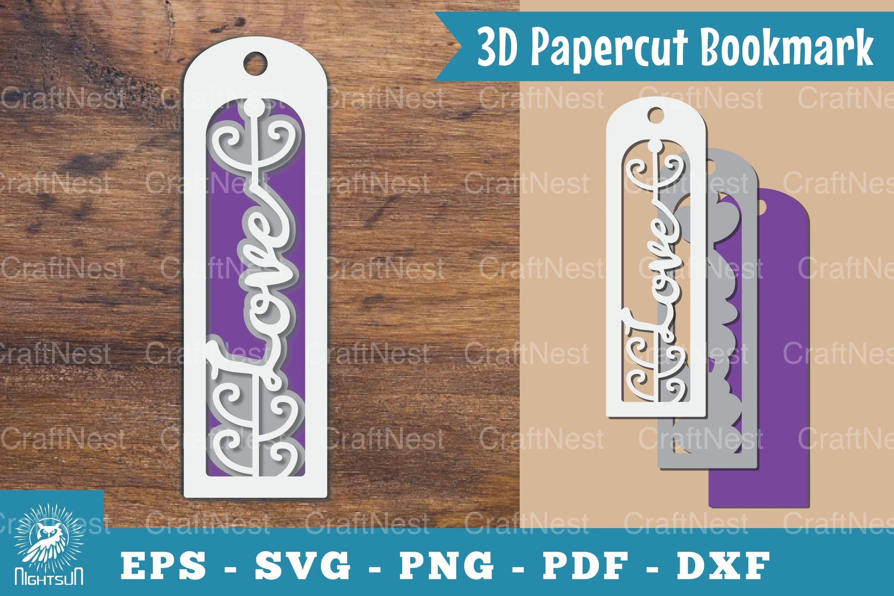 Love 3D Papercut Bookmark Clipart Bundle - CraftNest - Digital Crafting and Art