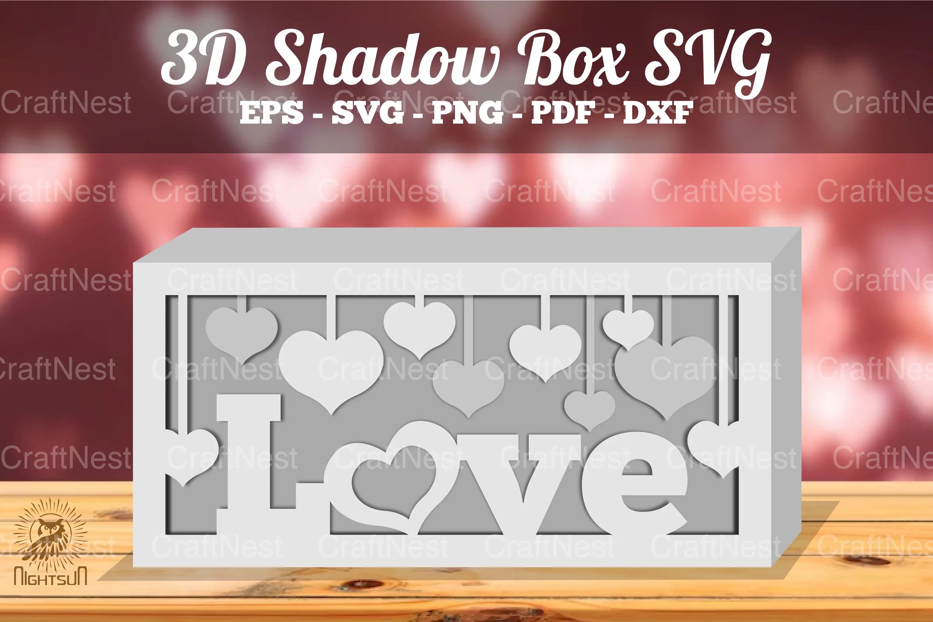 Love 3D Shadow Box Template - Clipart Bundle - CraftNest - Digital Crafting and Art