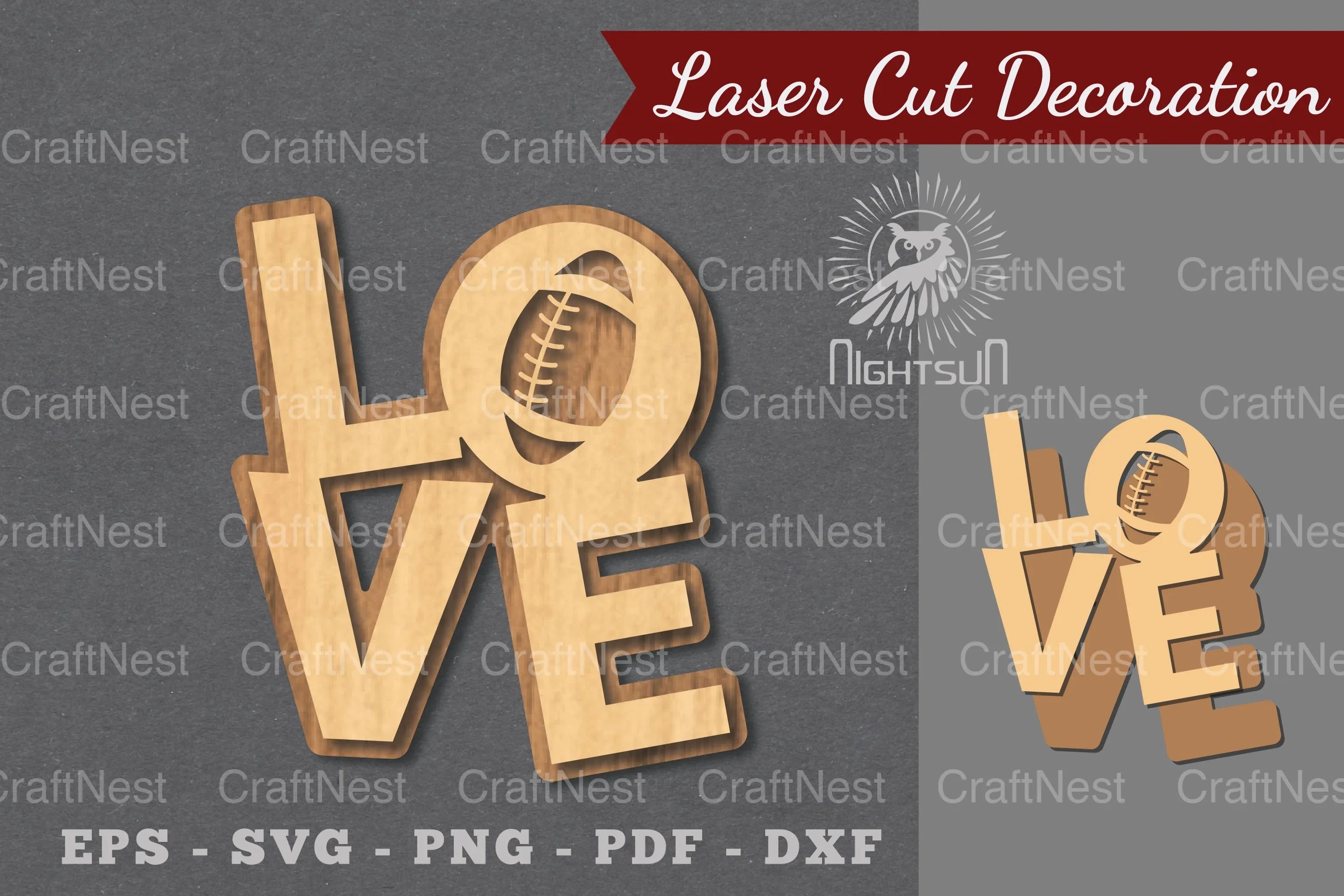 Love American Football Laser Cut Decoration Clipart Bundle - CraftNest - Digital Crafting and Art