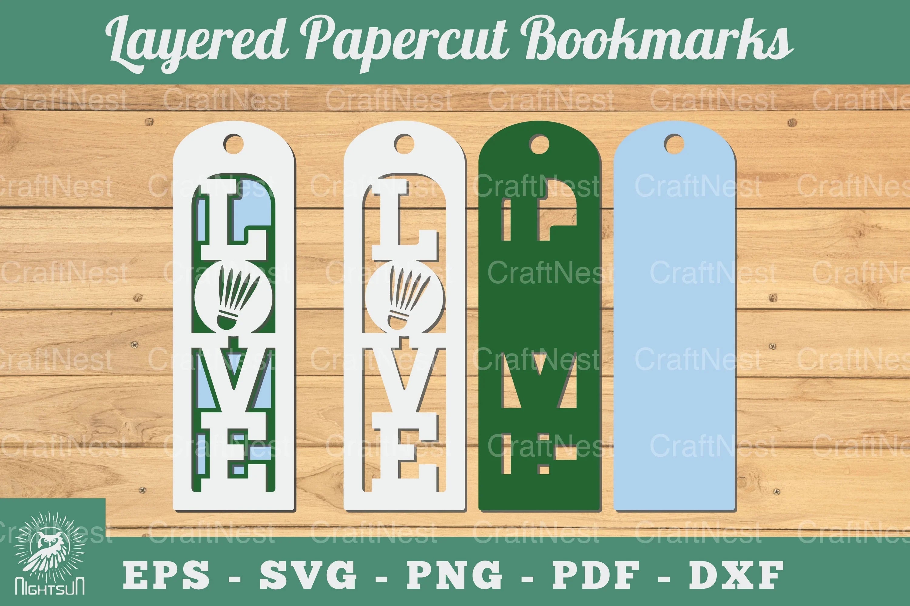 Love Badminton 3D Papercut Bookmarks Bundle - CraftNest - Digital Crafting and Art