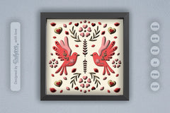 Love Bird Floral Folk Art Papercut SVG Bundle - CraftNest - Digital Crafting and Art
