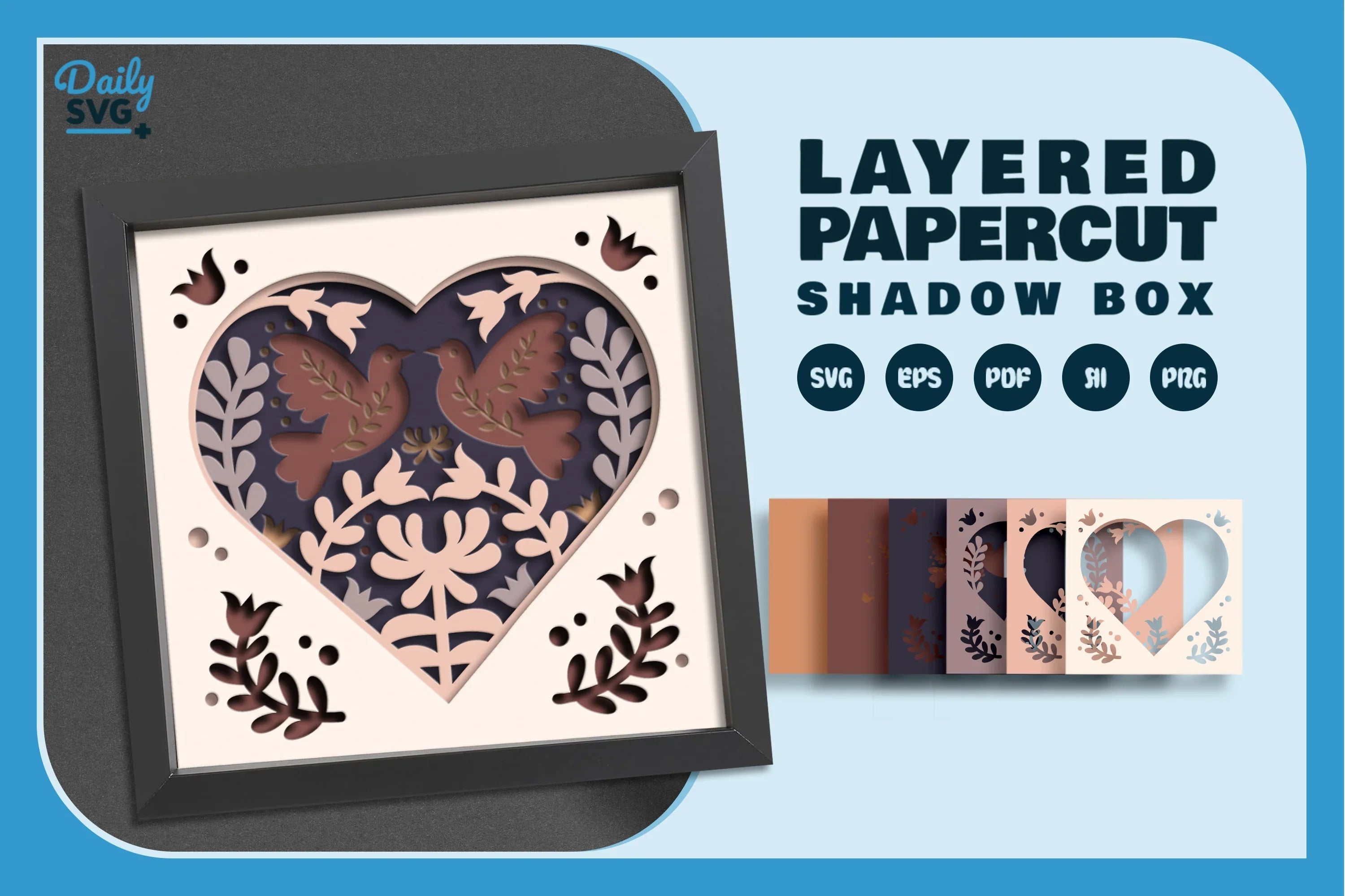 Love Bird Heart Folk Art Papercut SVG Bundle - CraftNest - Digital Crafting and Art