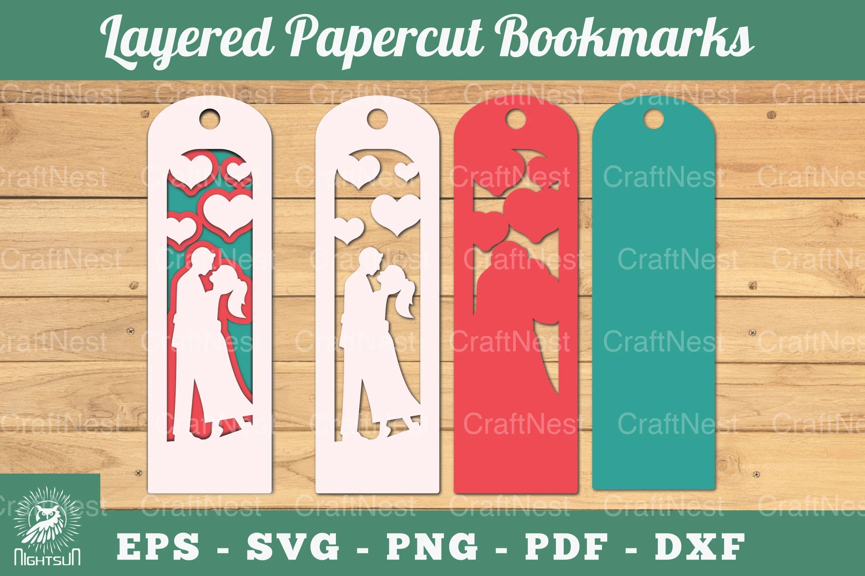 Love Couple Layered Papercut Bookmarks Clipart Bundle - CraftNest - Digital Crafting and Art
