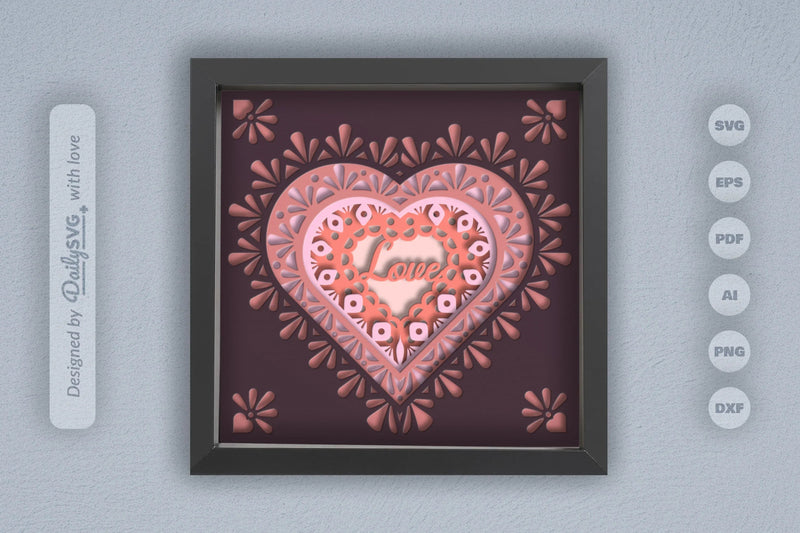 Love Mandala Papercut SVG Bundle - CraftNest - Digital Crafting and Art