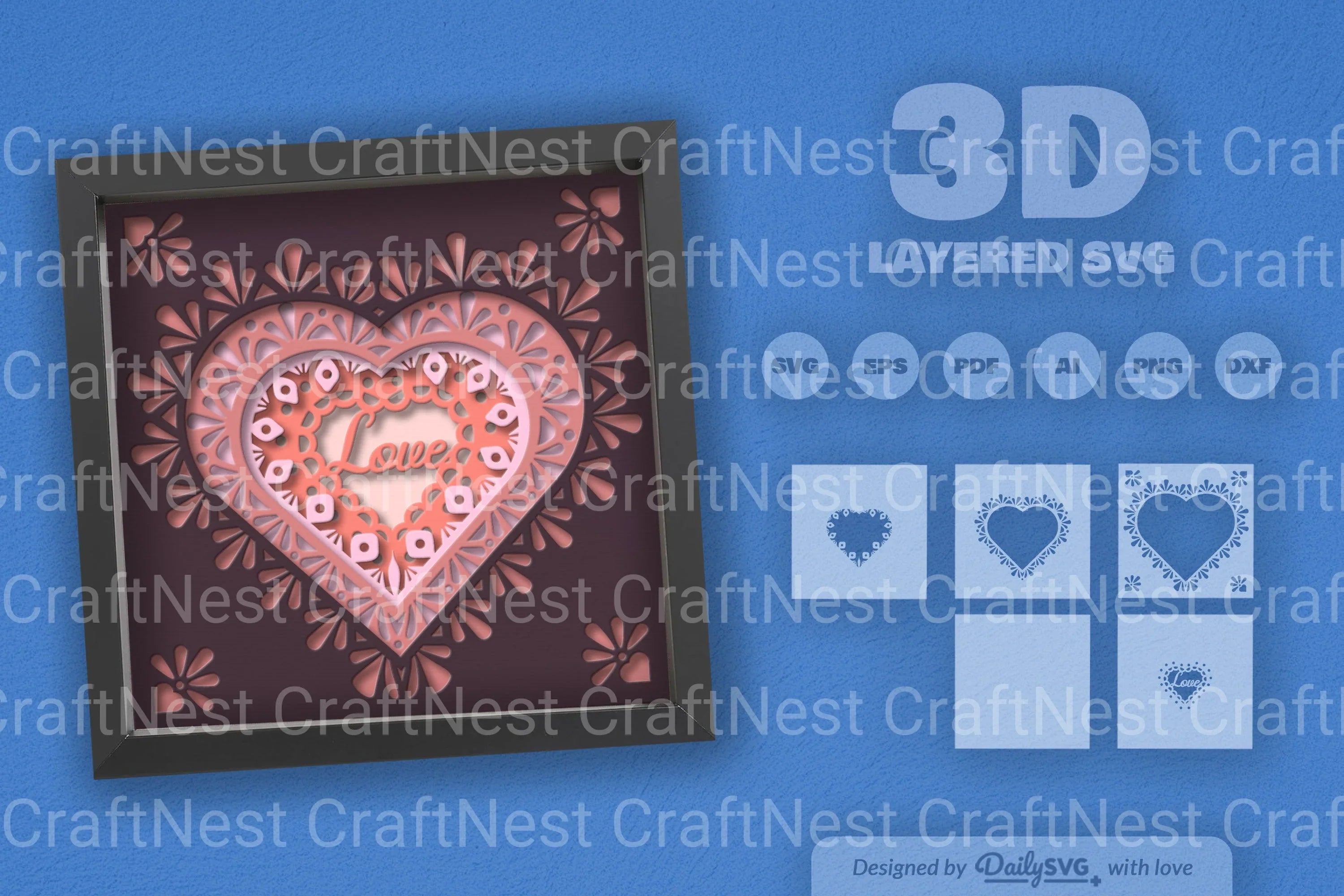 Love Mandala Papercut SVG Bundle