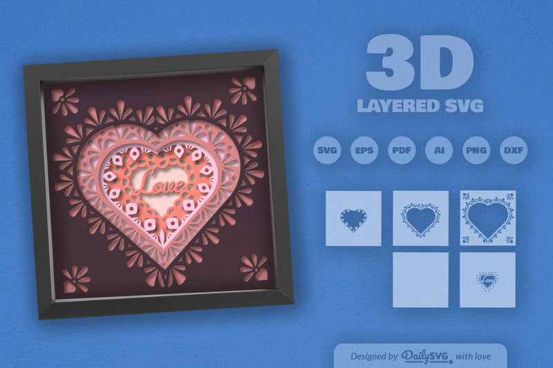 Love Mandala Papercut SVG Bundle - CraftNest - Digital Crafting and Art